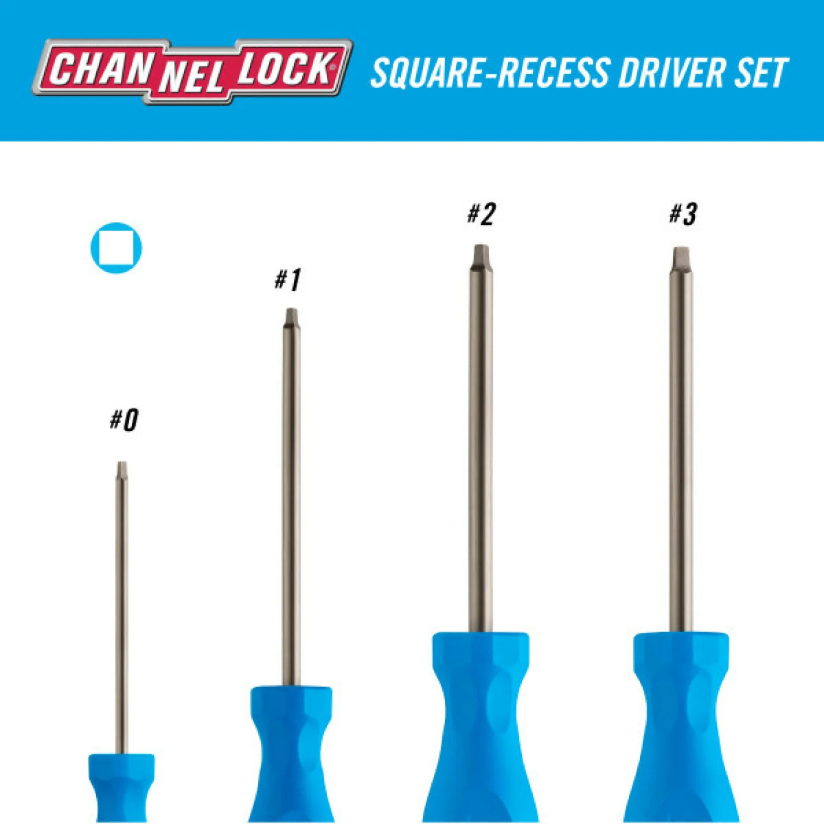 CHANNELLOCK SQ-4H 4-Piece Square-Recess Driver Set