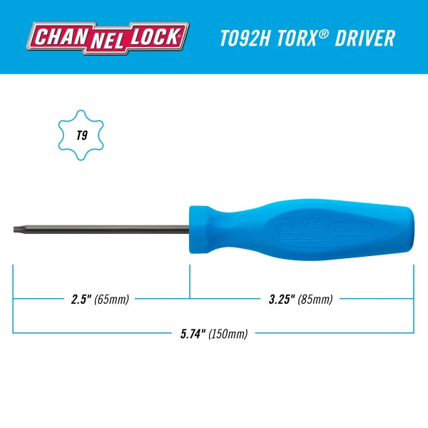 CHANNELLOCK T092H Torx T9 x 2.5" Screwdriver