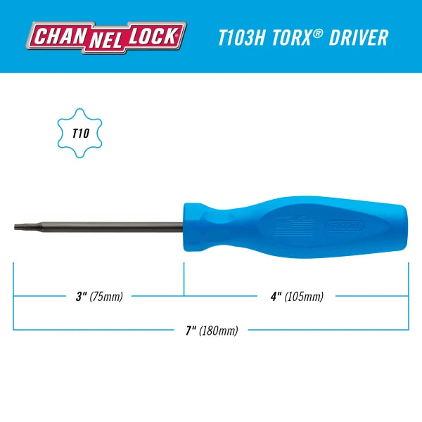CHANNELLOCK T103H Torx T10 x 3" Screwdriver