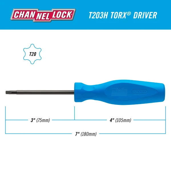 CHANNELLOCK T203H Torx T20 x 3" Screwdriver