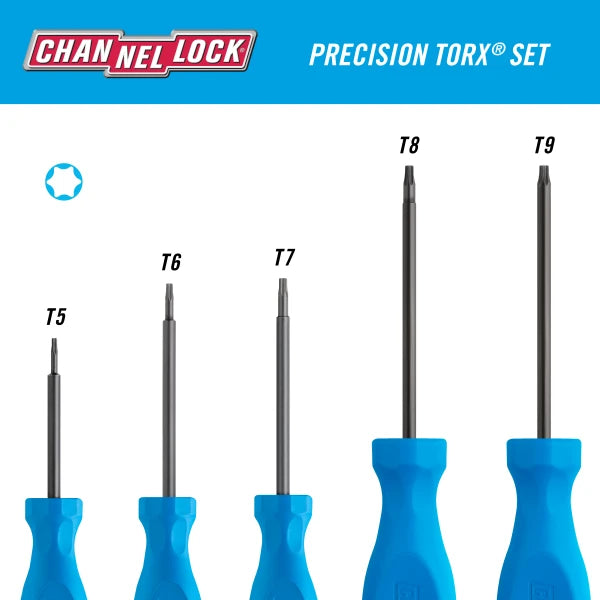 CHANNELLOCK TP-5H 5-Piece Precision TORX Driver Set