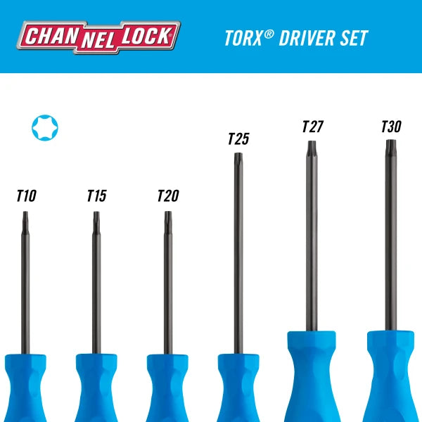 CHANNELLOCK TS-6H 6-Piece Standard TORX Driver Set