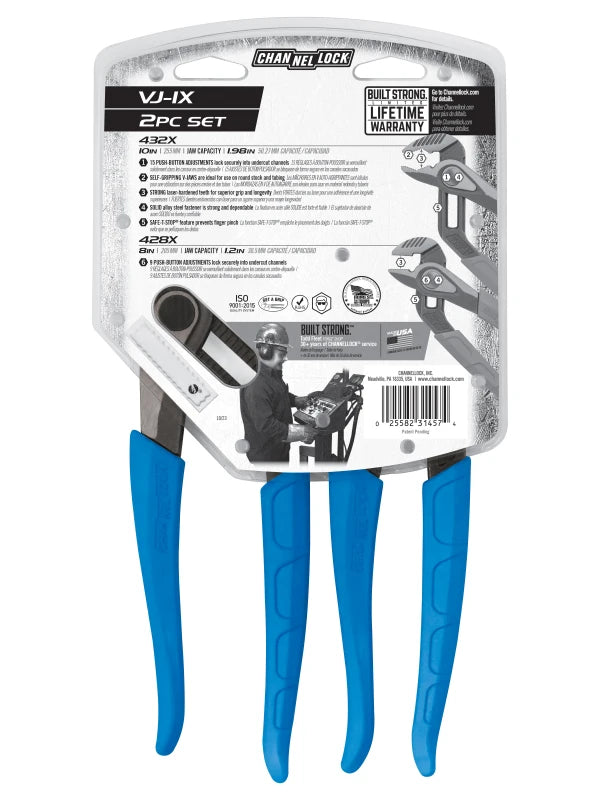 CHANNELLOCK VJ-1X 2-Piece SPEEDGRIP V-Jaw Tongue & Groove Pliers Set