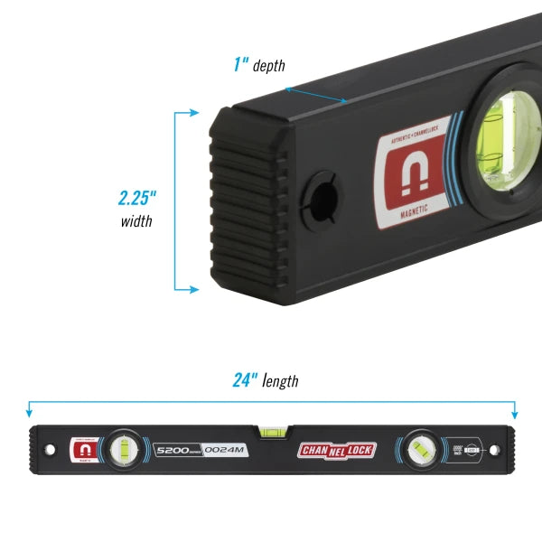 CHANNELLOCK 5200-0024M 24" Professional Grade Box Level Magnetic