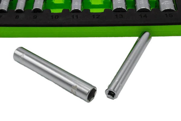 VIM Tools EDM400A 9-Piece 1/4" Extra Deep 6-Point, Metric Socket Set - 1/4" Drive (7 - 15mm)