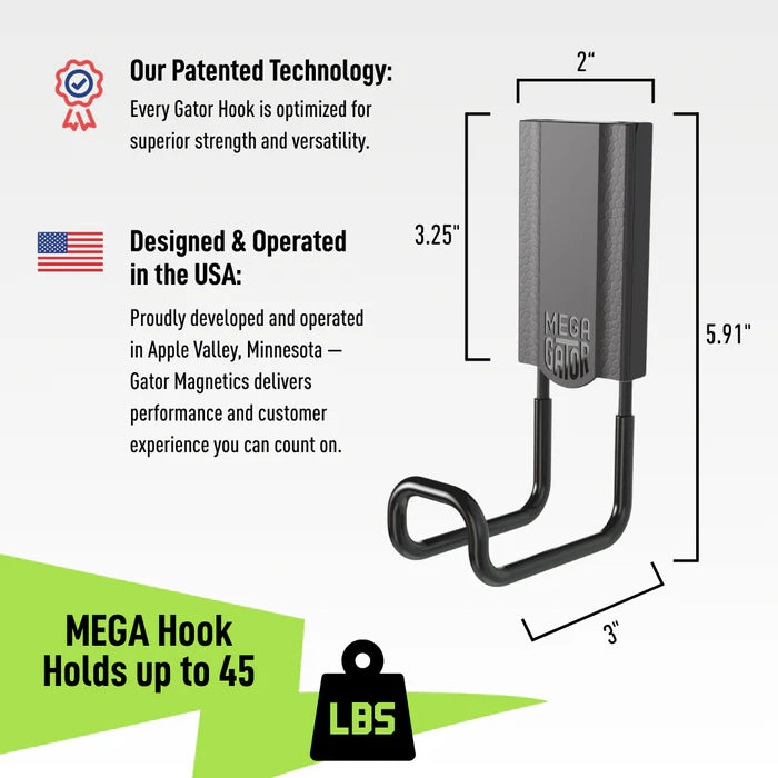 Gator Magnetics 300034 MEGA 3 In. Black Closed Magnetic Hook, 45 Lb. Capacity