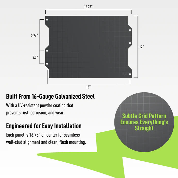 Gator Magnetics 500074 16.75 x 12 Black 16-Gauge Galvanized Steel Wall Panel