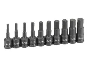 Grey Pneumatic 1398H 10-Piece 1/2" Drive SAE Hex Driver Bit Socket Set - Tool Leaks