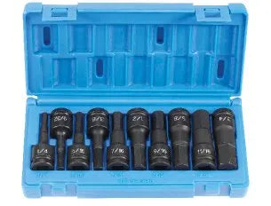 Grey Pneumatic 1398H 10-Piece 1/2" Drive SAE Hex Driver Bit Socket Set - Tool Leaks
