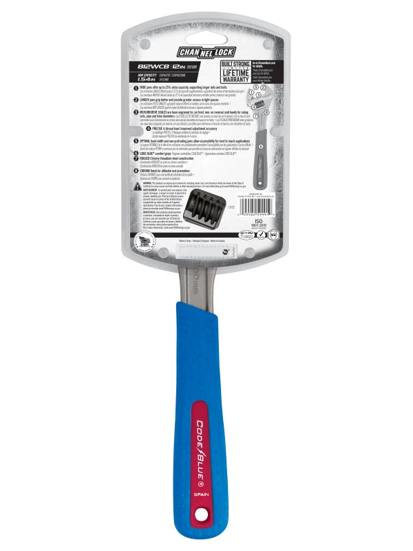 CHANNELLOCK 812WCB 12" CODE BLUE Wide Adjustable Wrench