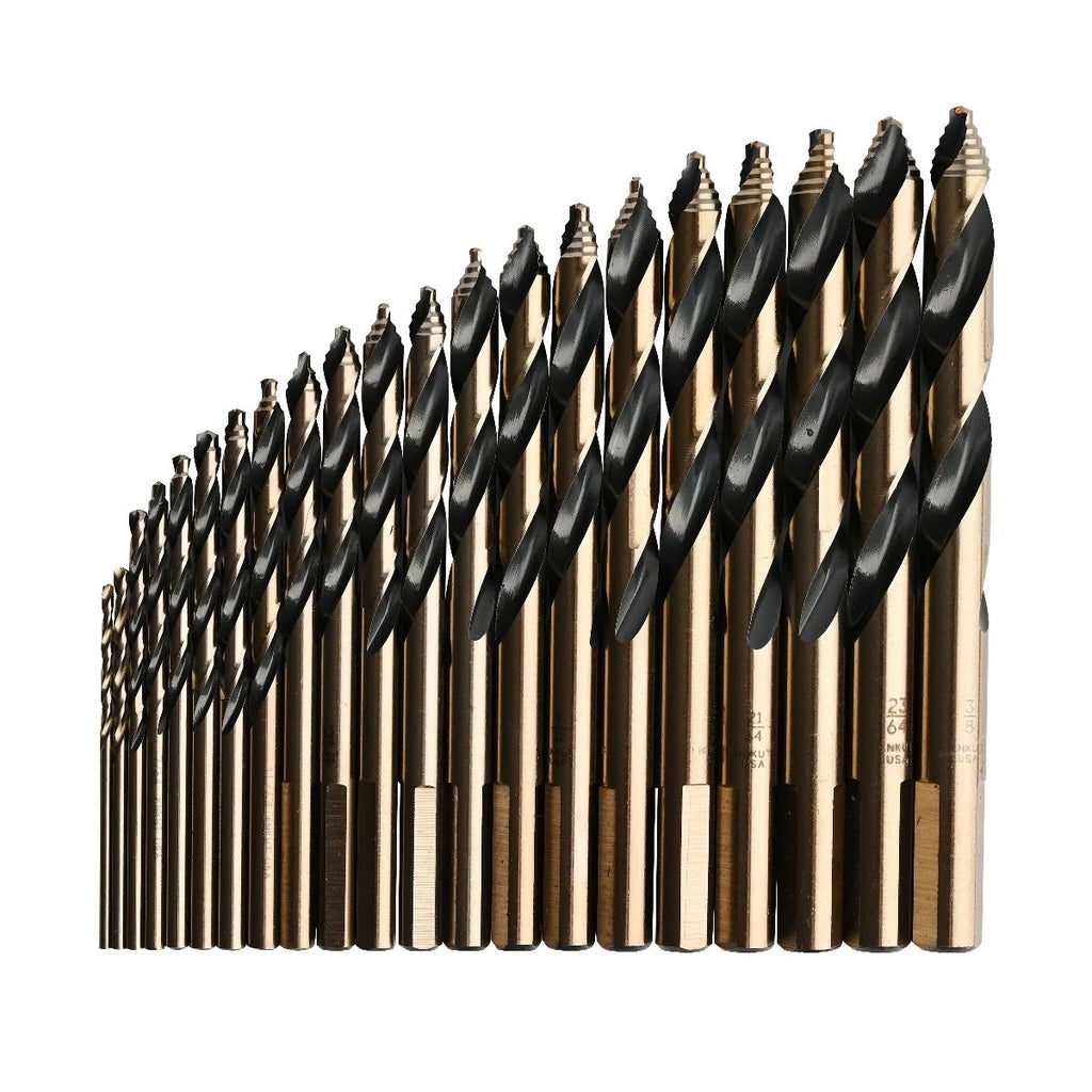 KnKut 15KK10 15-Piece Mechanics Length Step Point Drill Bit Set 1/16"-1/2" by 32nds - Tool Leaks