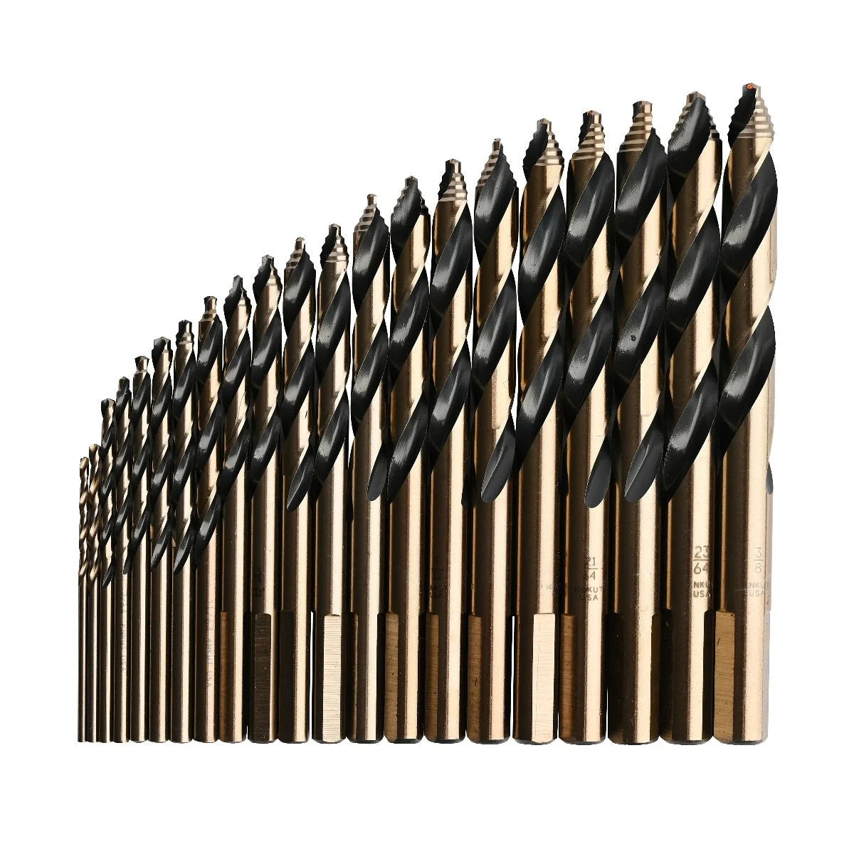 KnKut 15KK10 15-Piece Mechanics Length Step Point Drill Bit Set 1/16"-1/2" by 32nds