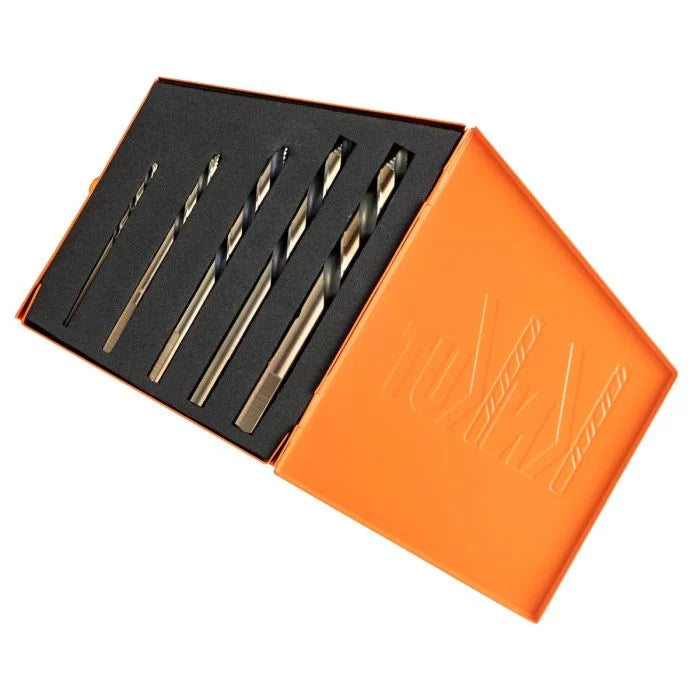 KnKut 5KK10-LH 5-Piece Left Hand Step Point Mechanics Length Drill Bit Set