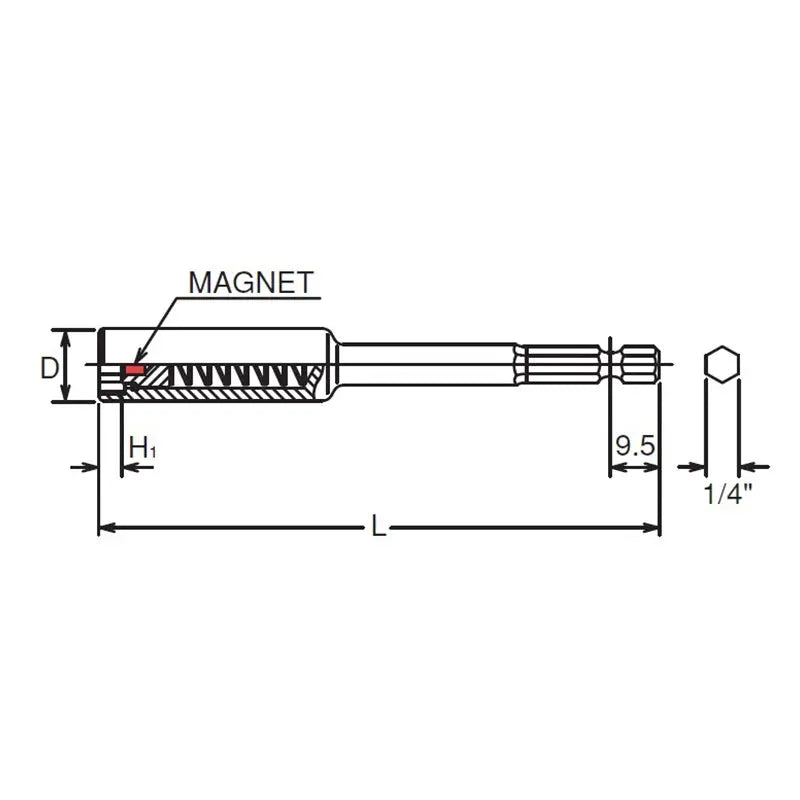 Ko-ken 115G.150-10 1/4 Hex Drive Nut Setter 10mm 6 point Length 150mm Slide Magnet Nut Driver