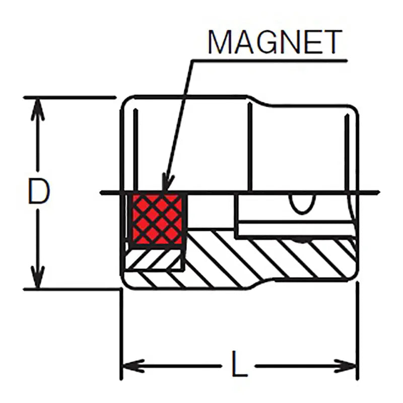 Ko-ken 2120 1/4" Drive Magnetic Head Length 17.5mm Magnet Drive Tool Accessory