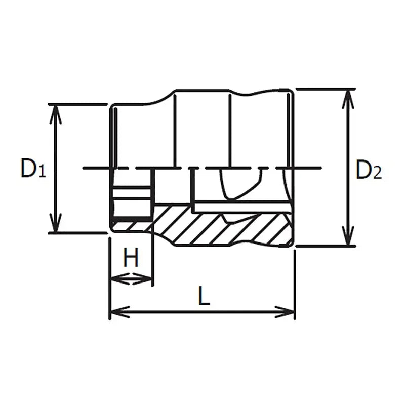 Ko-ken 2400MZ-8 1/4" Drive Socket 8mm 6 point Length 15mm Z-series