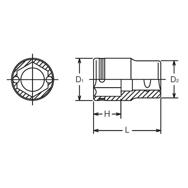Ko-ken 2450MS-10 1/4" Drive Short Nut Grip Socket - 10mm