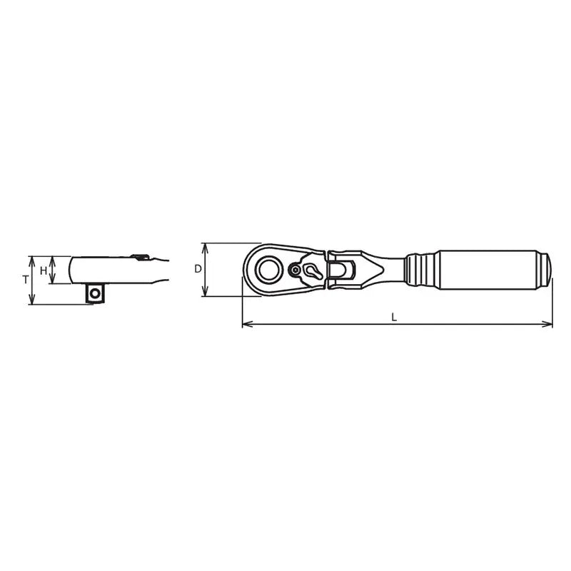 Ko-ken 2726ZB-3/8 1/4" Body 3/8" Drive Ratchet Handle 72 teeth Flexible Head Length 114mm Quick Release Z-series