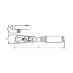 Ko-ken 2726Z 1/4" Drive Ratchet Handle 72 teeth Flexible Head Length 114mm Z-series - Tool Leaks