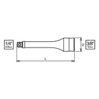 Ko-ken 3322AZ-75 3/8" Drive Adaptor 1/4 Square Length 75mm Z-series - Tool Leaks