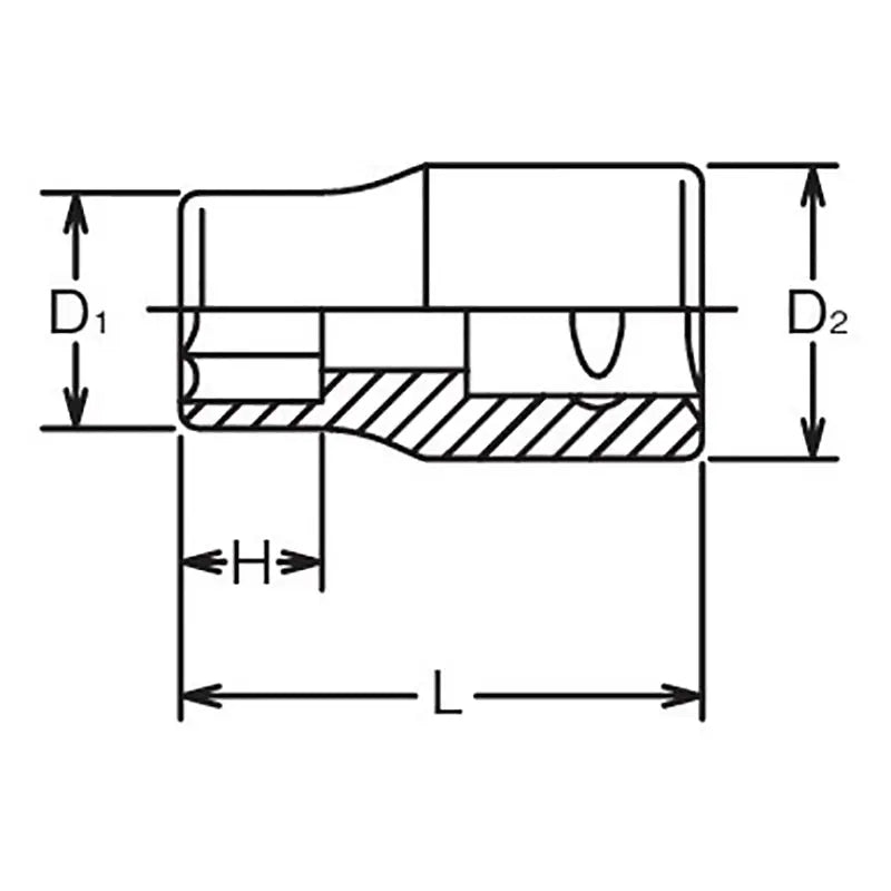 Ko-ken 3400M-10 3/8" Drive Socket 10mm 6 point Length 26mm