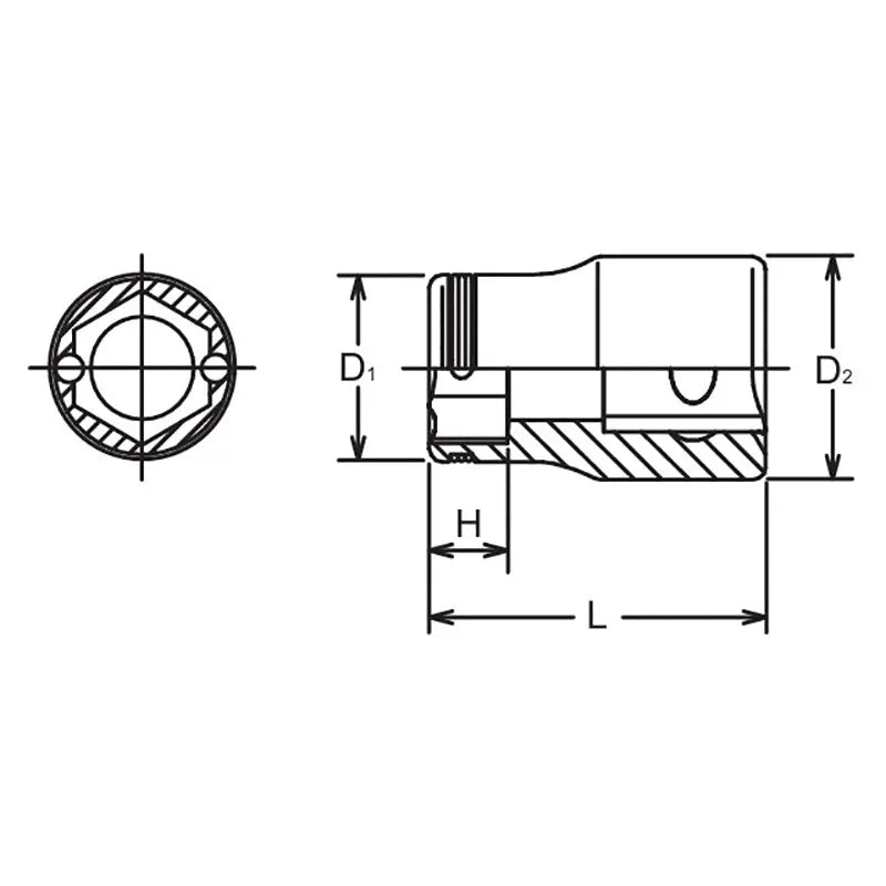 Ko-ken 3450A-3/4 3/8" Drive SAE Nut Grip Chrome Socket in 3/4