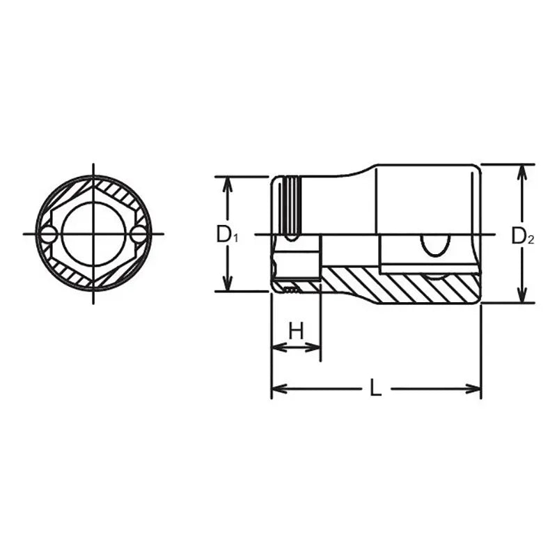 Ko-ken 3450M-10 3/8" Drive Socket 10mm Nut Grip Length 26mm