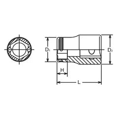 Ko-ken 3450M-18 3/8" Drive Socket 18mm Nut Grip Length 29mm
