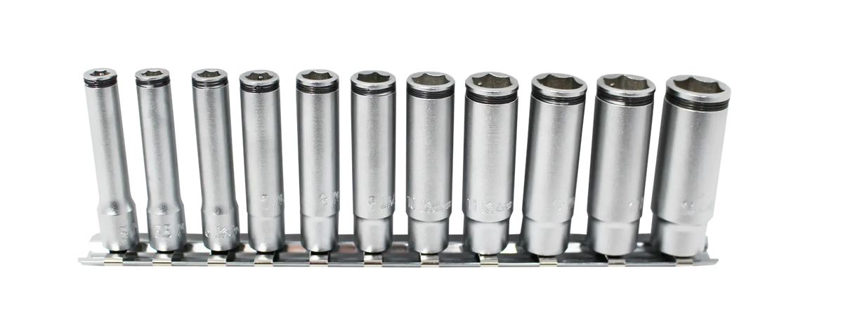 Ko-ken RS2350M/11 Special 1/4" Drive Deep Nut Grip Socket Set, 5-14mm - 11-Piece