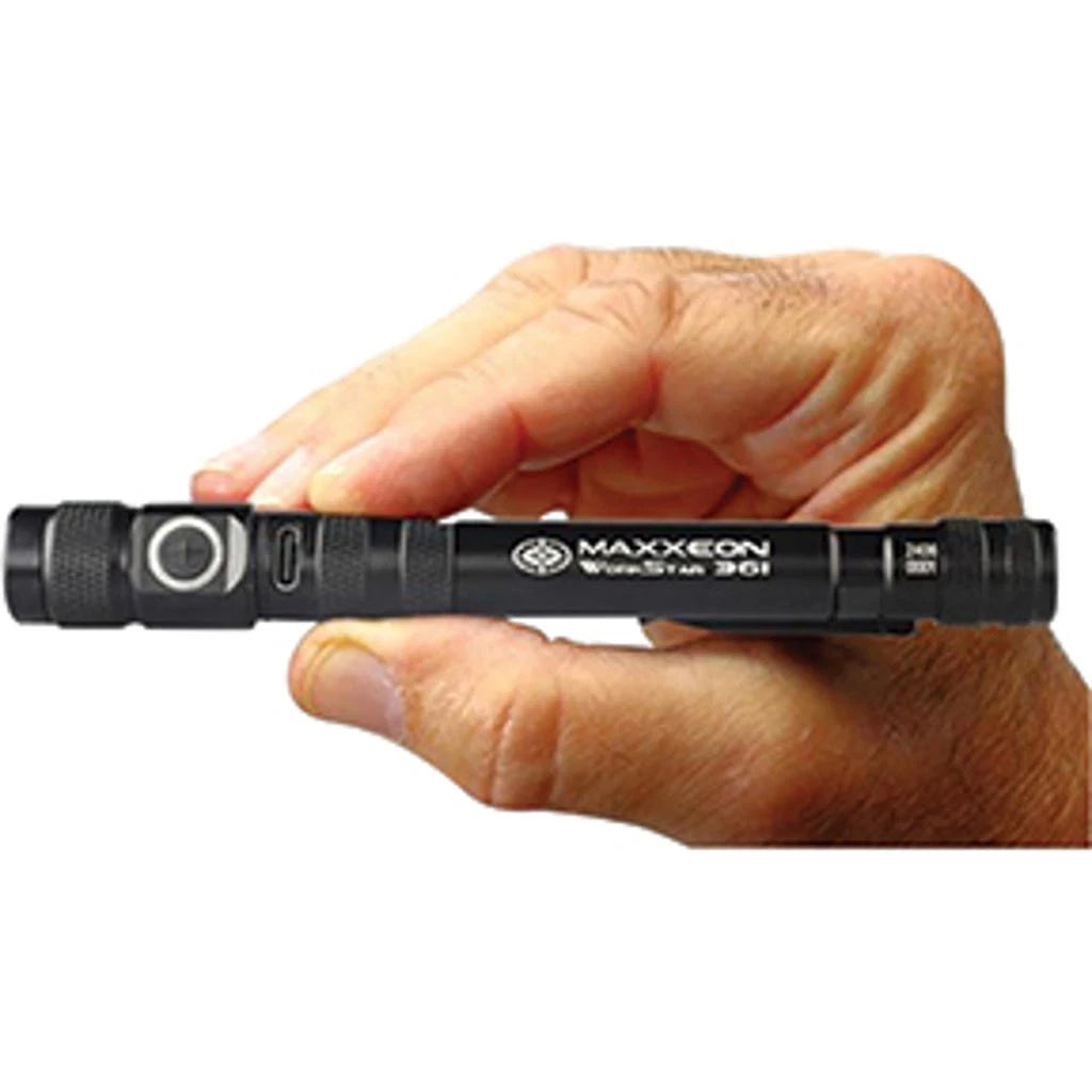 MAXXEON MXN00361 WorkStar 361 Rechargeable LED Zoom Penlight/Inspection Light USB-C - BLACK