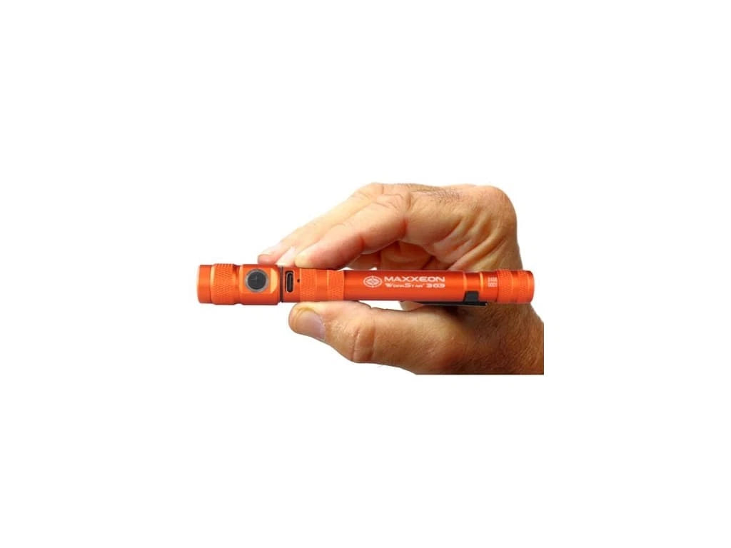 MAXXEON MXN00363 WorkStar 363 Rechargeable LED Zoom Penlight/Inspection Light USB-C - ORANGE