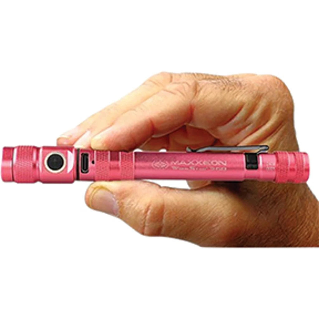 MAXXEON MXN00368 WorkStar 368 Rechargeable LED Zoom Penlight/Inspection Light USB-C - PINK - Tool Leaks