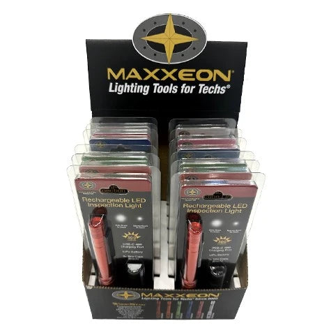 MAXXEON MXN03010 WorkStar Mixed Display 12-Pack - Rechargeable Penlights USB-C