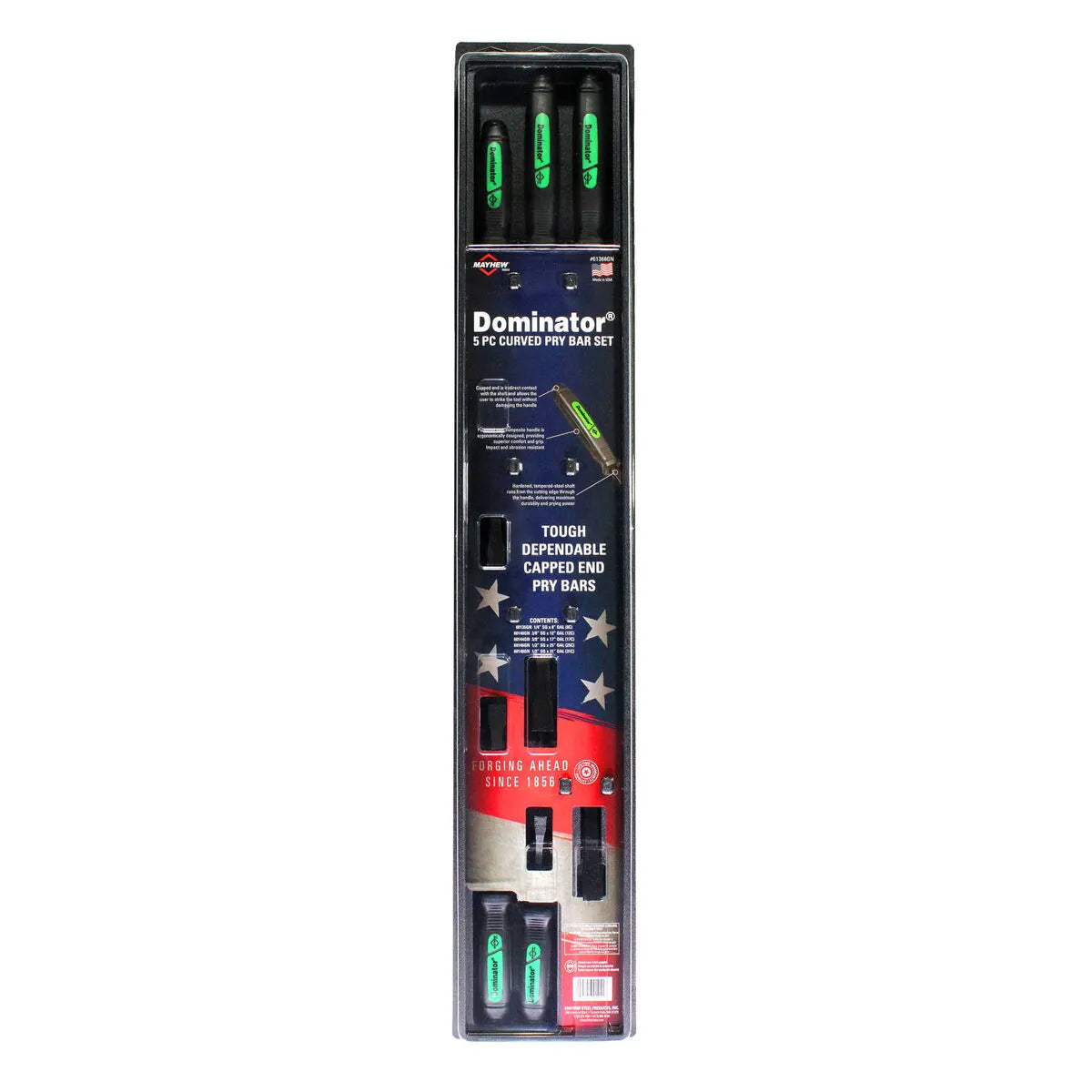 Mayhew 61366GN 5-Piece Dominator Curved Screwdriver-Handle Pry Bar Set - Green