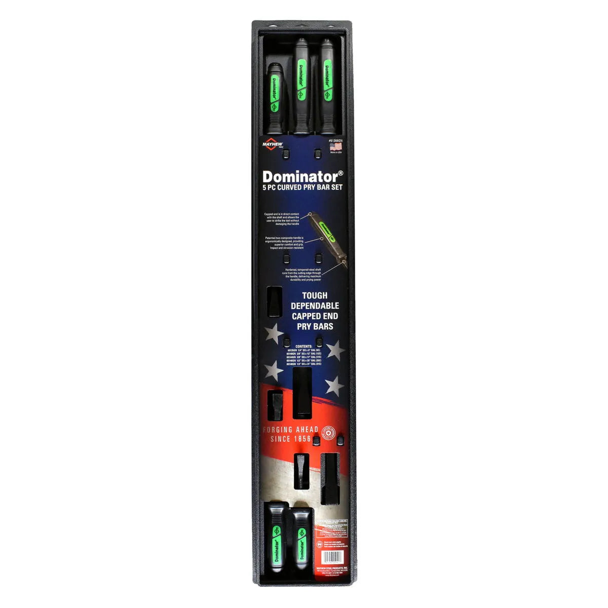 Mayhew 61366GN 5-Piece Dominator Curved Screwdriver-Handle Pry Bar Set - Green