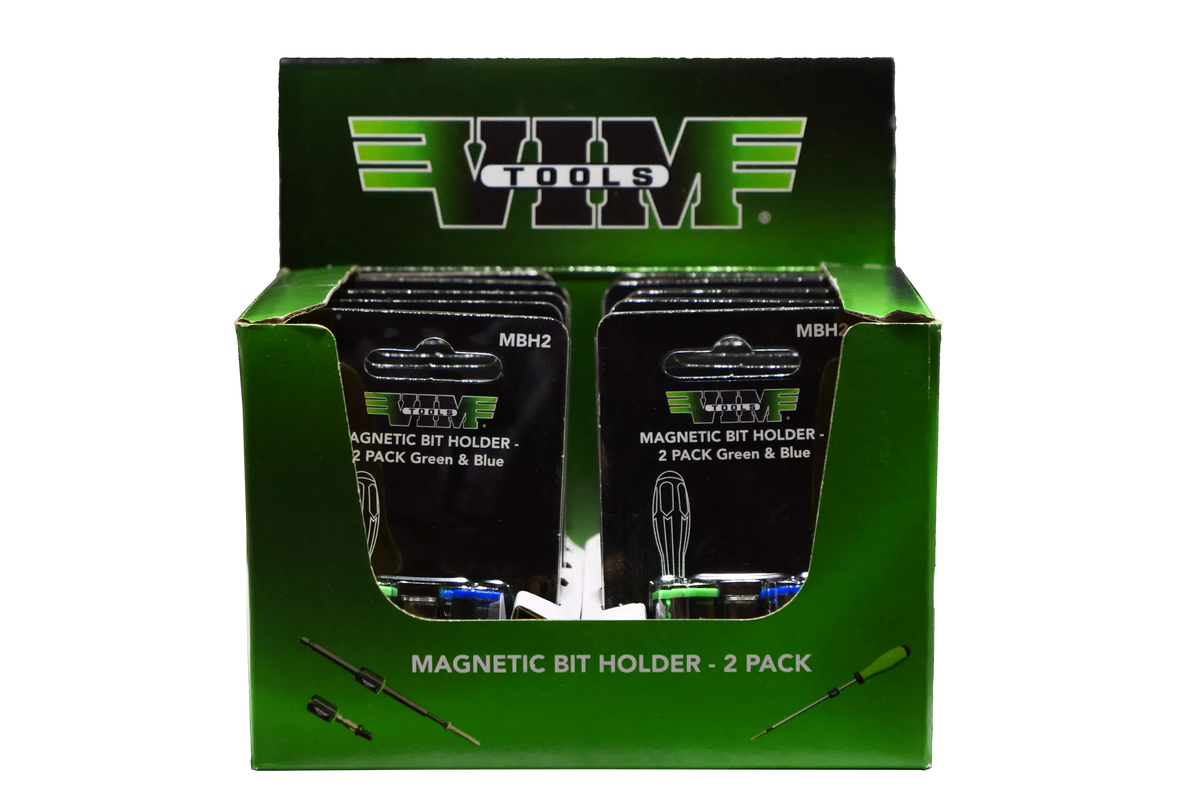 VIM Tools MBHDISP Magnetic Bit Holder Display - 10 Packs Of MBH2 (2-Piece Per Pack)