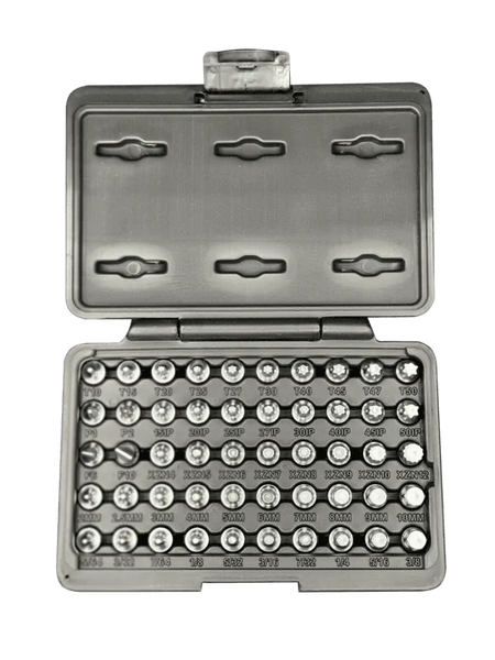 VIM Tools MMS450 Elite 50-Piece Mechanics Master Set, all 1/4" drive and 20mm OAL, Torx, Torx Plus, XZN Hex flat Philips