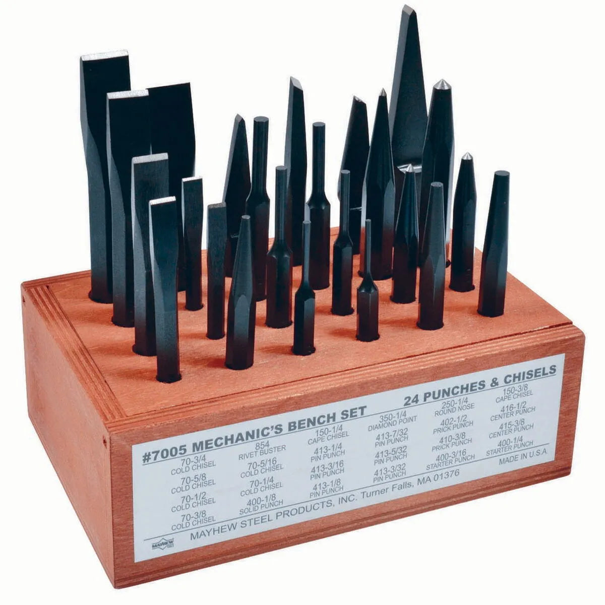 Mayhew 61080 24-Piece Mechanics Bench Punch & Chisel Set