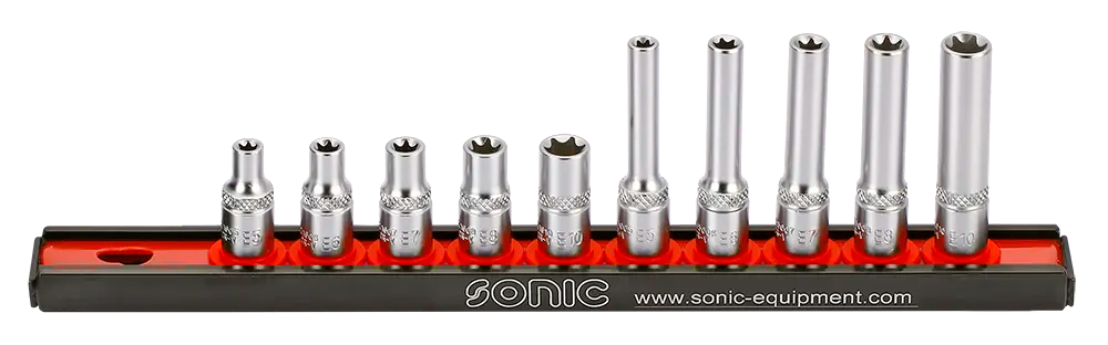 Sonic Tools 101002 TX-E Socket Set on Rail, 1/4", 10-Piece