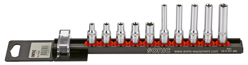 Sonic Tools 101002 TX-E Socket Set on Rail, 1/4", 10-Piece