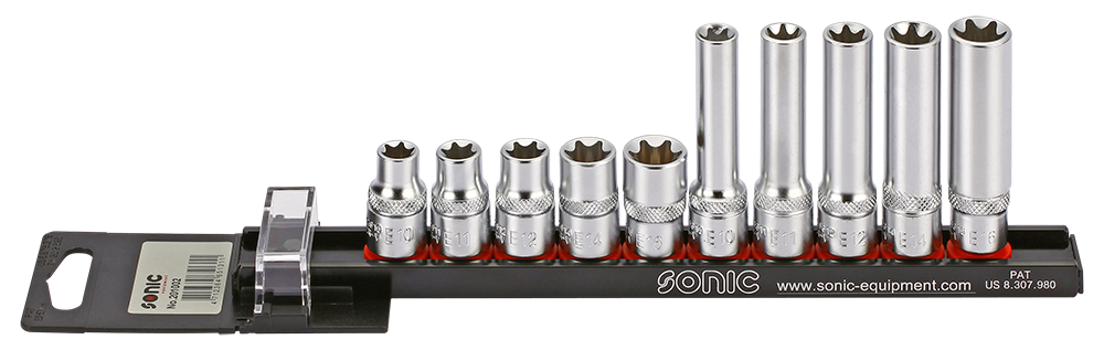 Sonic Tools 201002 TX-E Socket Set on rail, 3/8", 10-Piece