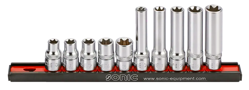 Sonic Tools 201002 TX-E Socket Set on rail, 3/8", 10-Piece - Tool Leaks