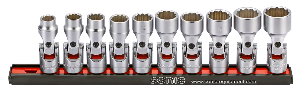 Sonic Tools 201014 Cardan Socket Set on rail, 3/8", 12-Point., 10-Piece