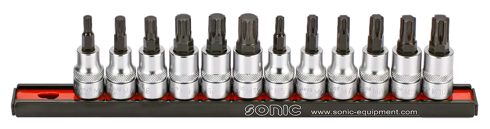 Sonic Tools 201201 RIBE Bit Socket Set and Triple Square on rail, 3/8", 12-Piece