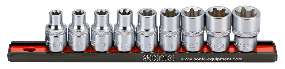 Sonic Tools 300902 TX-E Socket Set on Rail, 1/2", 9-Piece