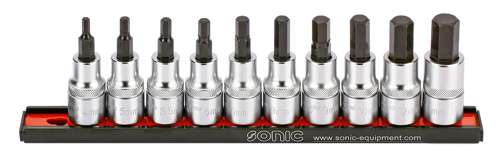 Sonic Tools 301003 Hex Bit Socket Set on Rail, 1/2", 10-Piece