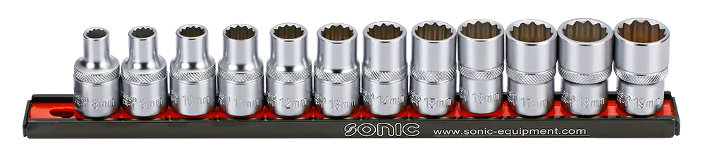 Sonic Tools 301203 Socket Set on Rail, 1/2", 12-Point. 12-Piece