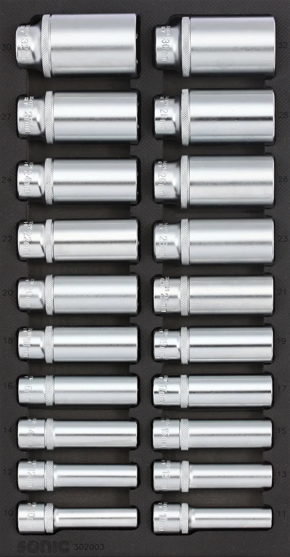 Sonic Tools 302003 Socket Set, Deep, 1/2", 20-Piece