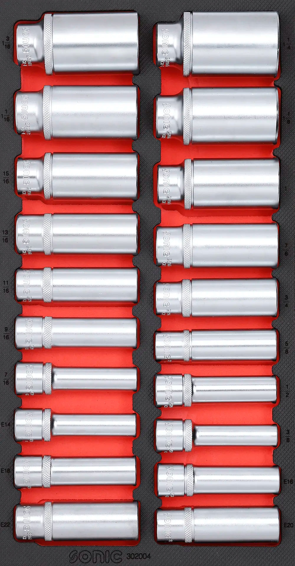 Sonic Tools 302004 SAE Deep Socket Set, 1/2", 20-Piece