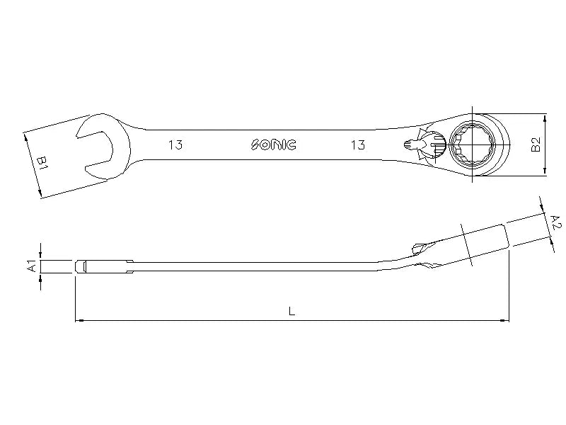 Sonic Tools 601219 Reversible Ratcheting Wrench Set in Pouch, 12-Point., 12-Piece